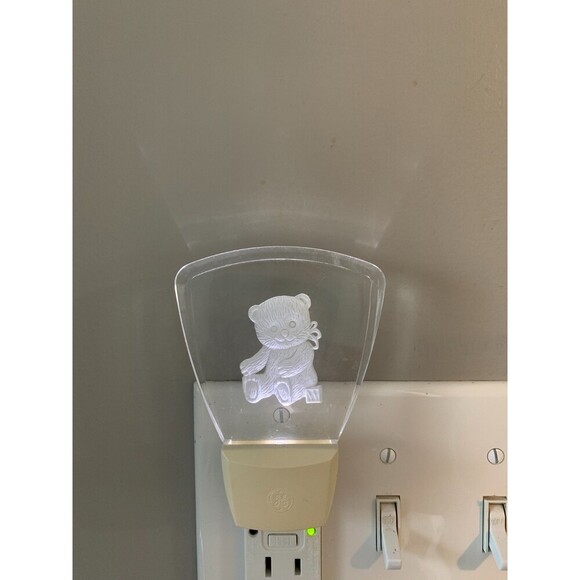 VTG 90s 80s Teddy Bear GE Electric Light Up Night Lite Kids Toy Glass Plug IN - Picture 2 of 6